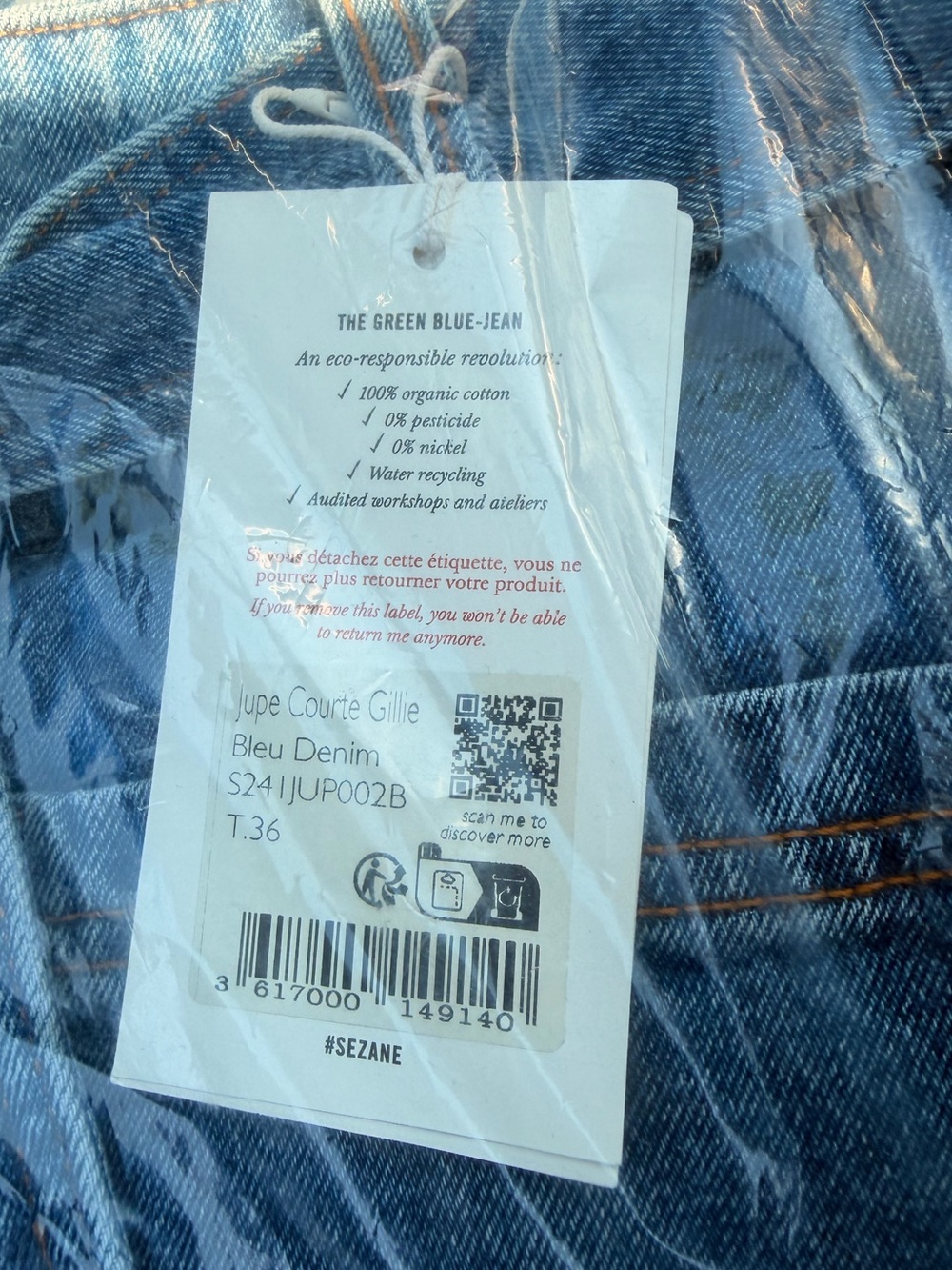 Sezane Blue Denim Tie-Belt Mini Skirt - Picture 4 of 4